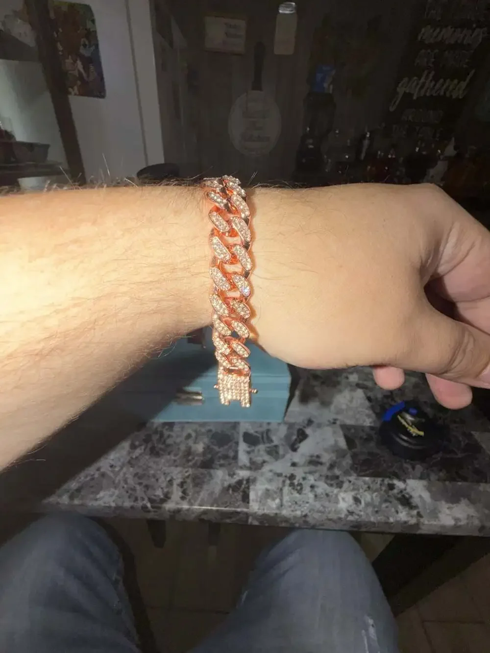 Mens AAA CZ Miami Cuban Link Bracelet in Rose Gold plated 8 inch